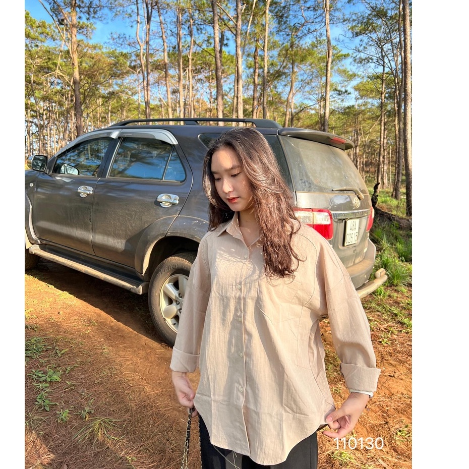 Áo sơ mi nữ tay dài form rộng style Hàn Quốc ,áo sơ mi kiểu hàn quốc chất đũi mịn mát basic -SMI08