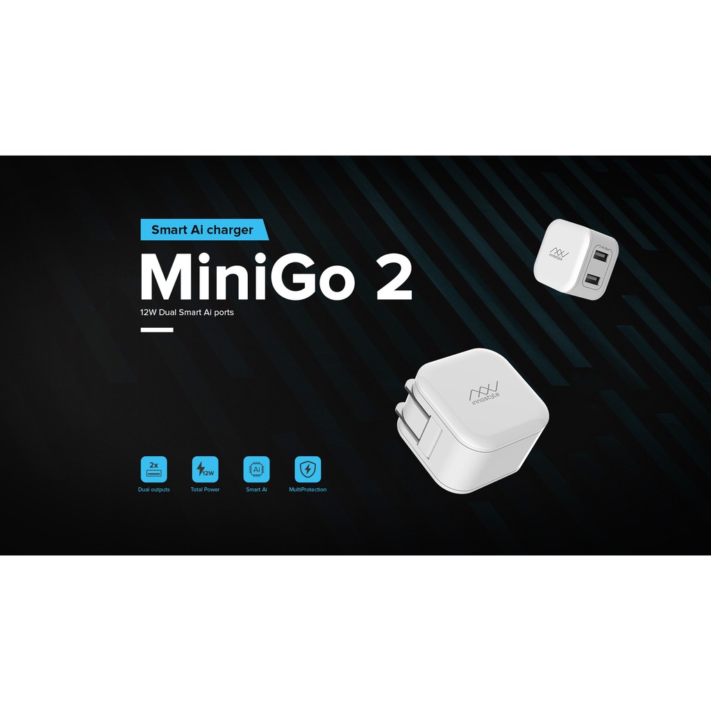 Cục Sạc Nhanh INNOSTYLE MINIGO 2 USB-A 12W Thiết Kế Nhỏ Gọn Tiện Lợi Tiết Kiệm Không Gian An Toàn Khi Sử Dụng