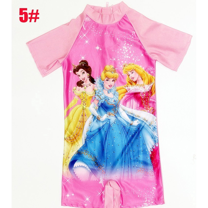 Đồ bơi liền thân tay ngắn in hình hoạt hình dễ thương cho bé gái