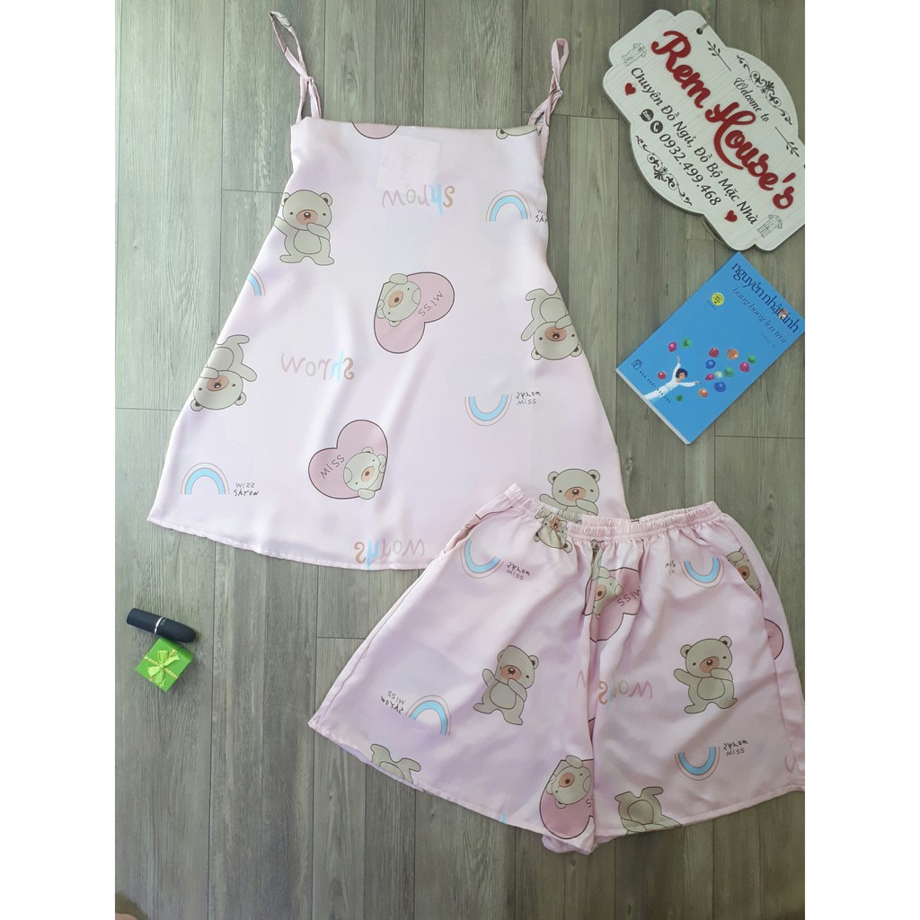 bộ lụa 2 dây lụa satin nhiều màu dễ thương | BigBuy360 - bigbuy360.vn