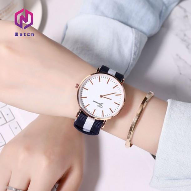 Watch Đồng hồ thời trang nam nữ rẻ đẹp Geneva G08 2 kim độc đáo, dây dù đeo êm tây, phù hợp đeo đi học, đi chơi