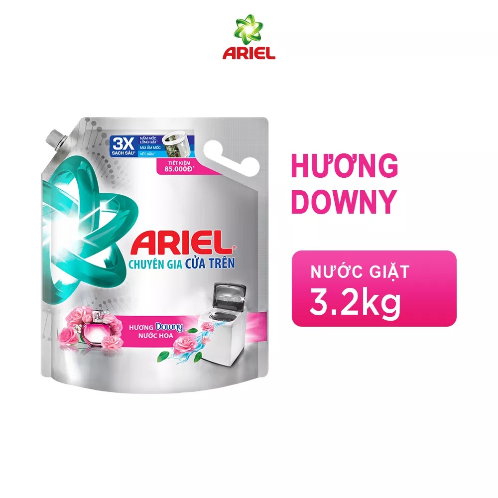 Túi Nước Giặt Ariel Cửa Trên Hương Downy Nước Hoa 3.2kg - Hồng
