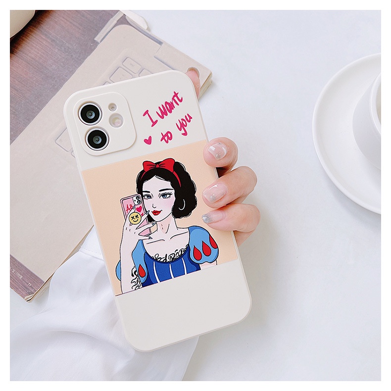 Ốp lưng iphone cạnh vuông Công chúa cá tính dành cho ip 6 đến 14promax - e238