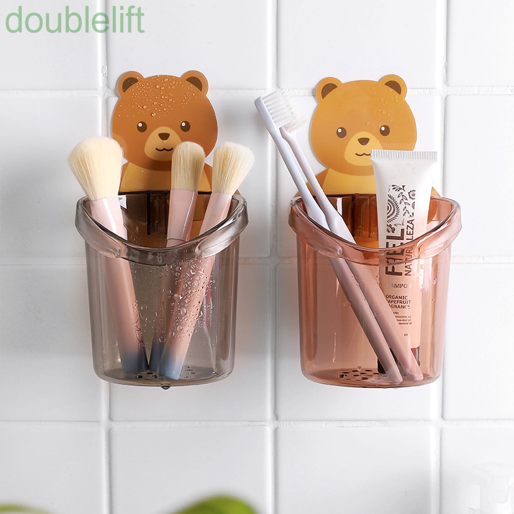 Cốc đựng bàn chải đánh răng gắn tường tự dính họa tiết hoạt hình 2 màu tùy chọn đa năng tiện dụng