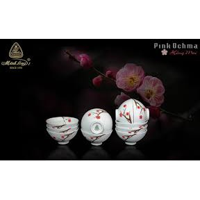 Bộ 10 Chén Ăn Cơm Cao Cấp Sứ Minh Long 11.5 cm Daisy Hồng Mai dùng gia đình, đãi khách, tặng quà tết