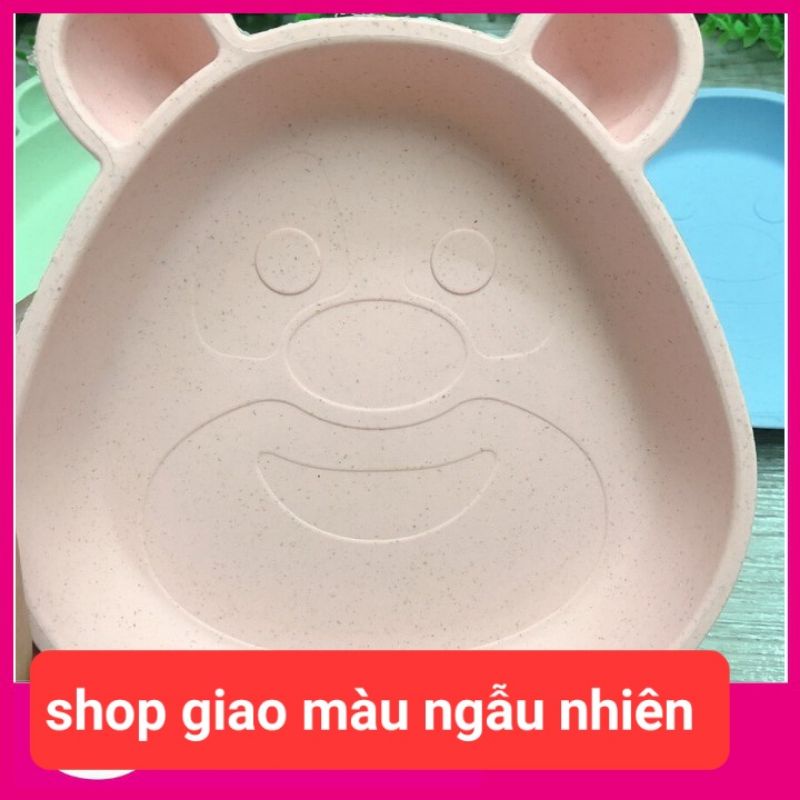 Khay ăn dặm lúa mạch chia ngăn đủ hình nhiều mẫu MÀU NGẪU NHIÊN cho bé ăn dặm