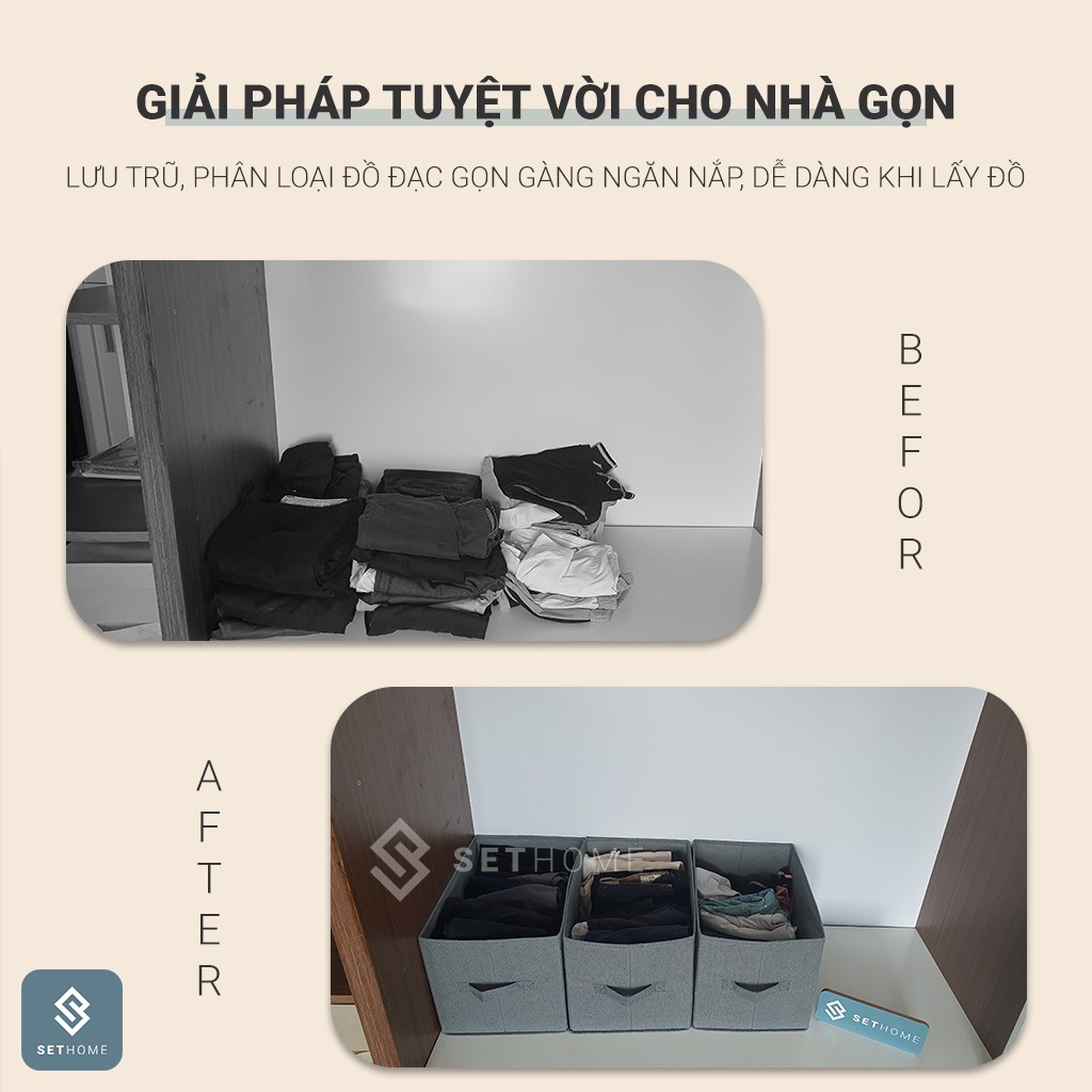 Hộp vải đựng quần áo SETHOME đa năng giỏ đựng đồ lót sách vở đồ cá nhân thùng đựng mỹ phẩm cao cấp dễ dang gấp gọn