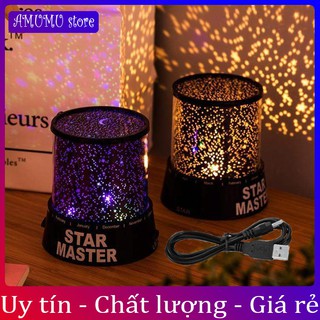(Rẻ vô địch )Đèn ngủ chiếu sao 4 bóng LED hình trụ chiếu sáng hình trời sao kèm dây sạc