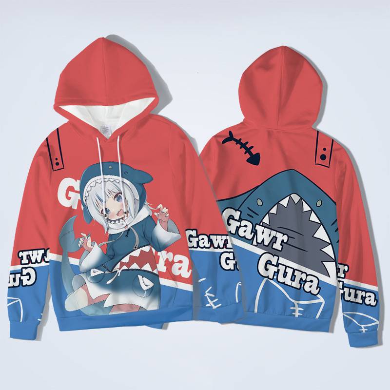 Si Áo hoodie Tay Dài Chui Đầu Dáng Rộng In Hình anime hololive Pawr gura Cỡ Lớn Cho Nam Và Nữ