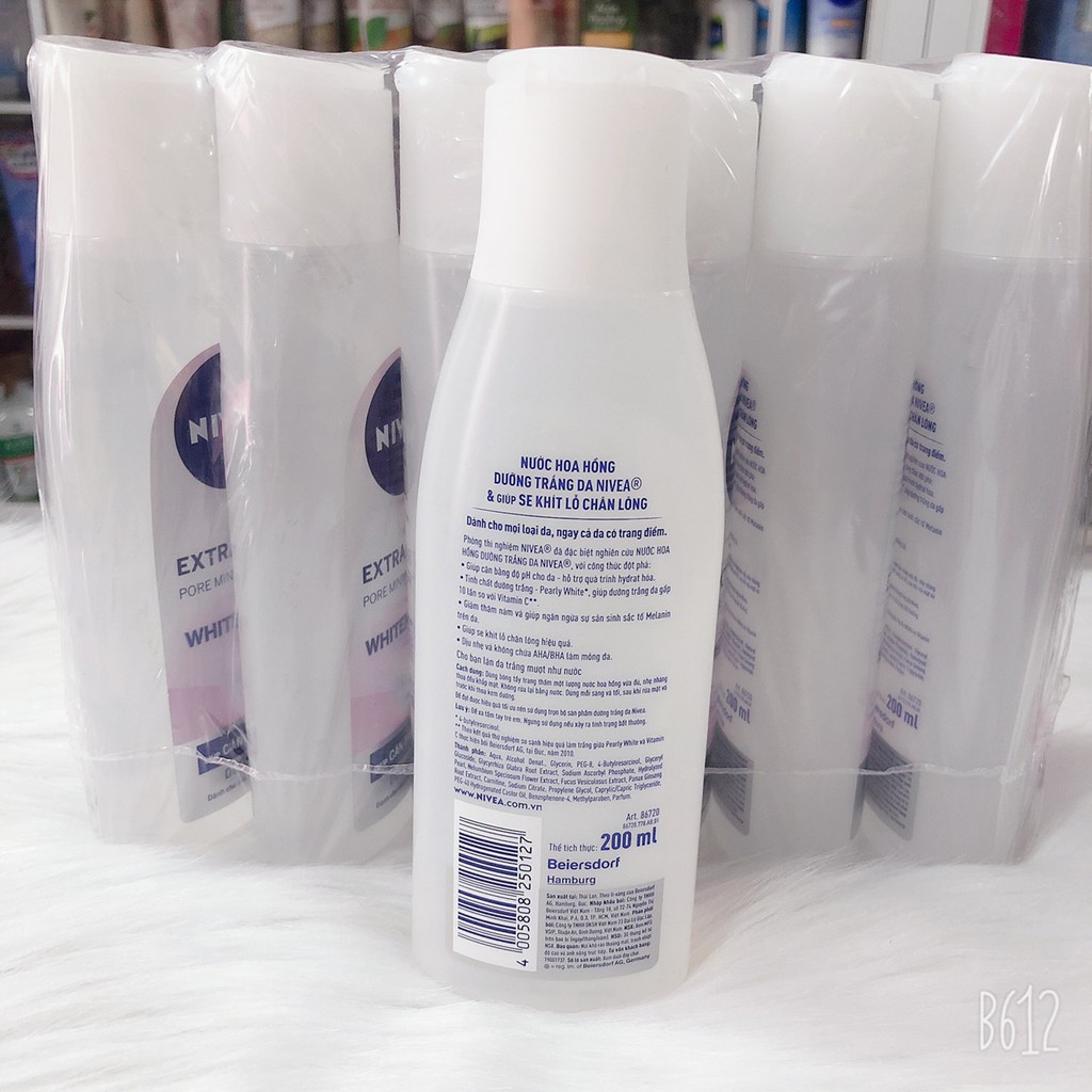 Nước hoa hồng NIVEA Extra White dưỡng trắng da &amp; se khít lỗ chân lông (200ml)