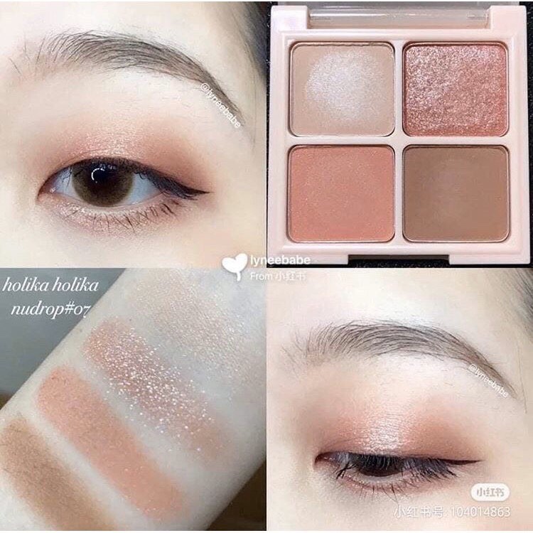 Phấn mắt 4 màu Holika Holika Nudrop Shadow Palette màu 07 Tanned Coral 6g