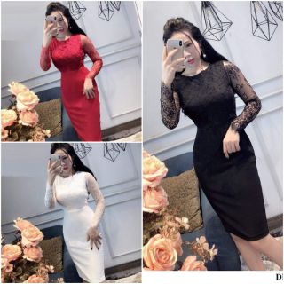 Đầm body phối ren nổi cao cấp