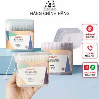 Tăm Bông Trẻ Em Người Lớn Misuta Hộp 400 Que 2 Đầu Cao Cấp Bông Tự Nhiên Vệ Sinh Vết Thương Ngoáy Tai Mũi Cho Bé