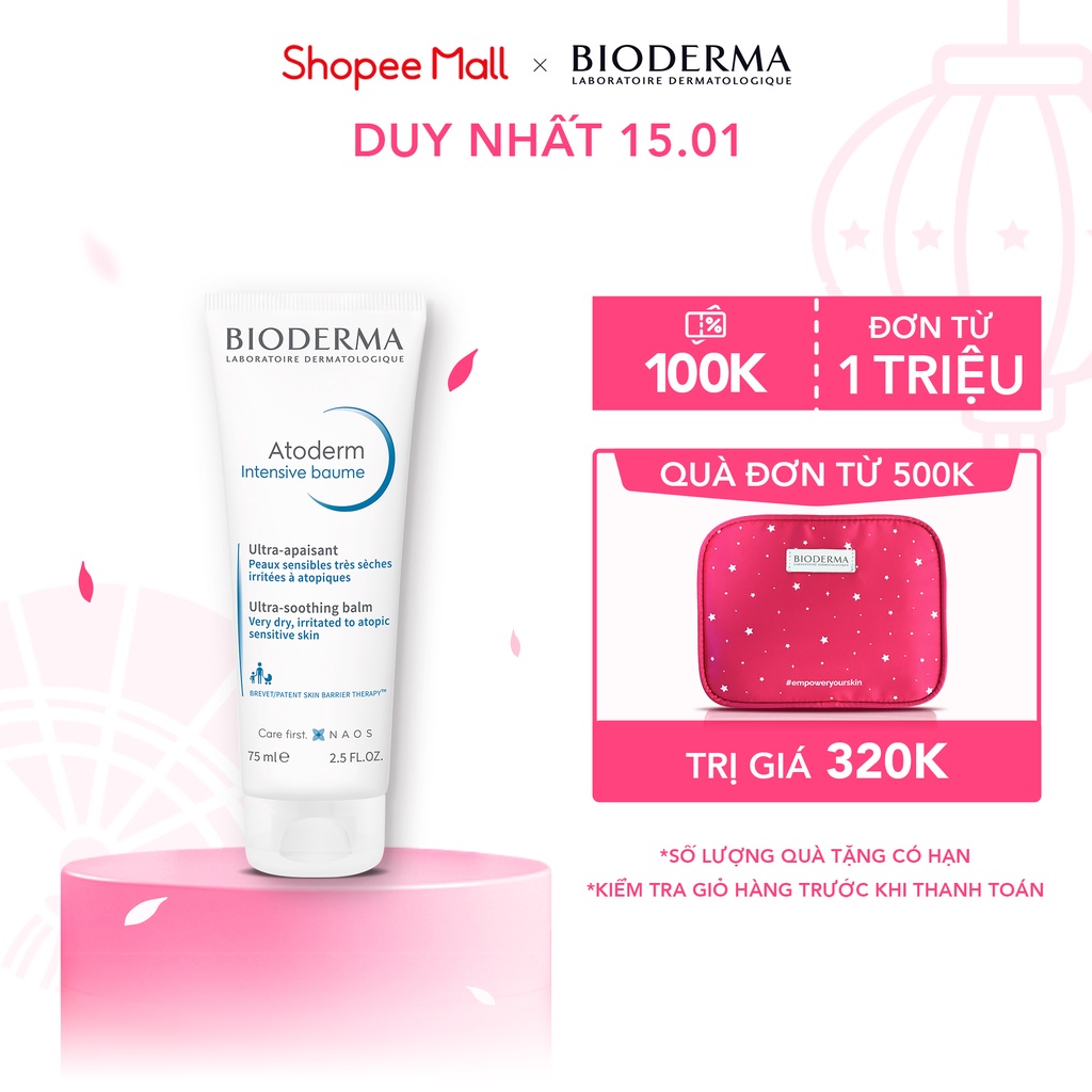 Kem dưỡng ẩm chuyên sâu cho da rất khô và viêm da cơ địa Bioderma Atoderm Intensive Baume - 75ml