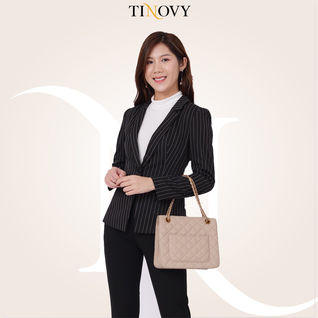 Áo Vest Blaze Nữ TINOVY Kẻ Dài Tay Cao Cấp 208-082