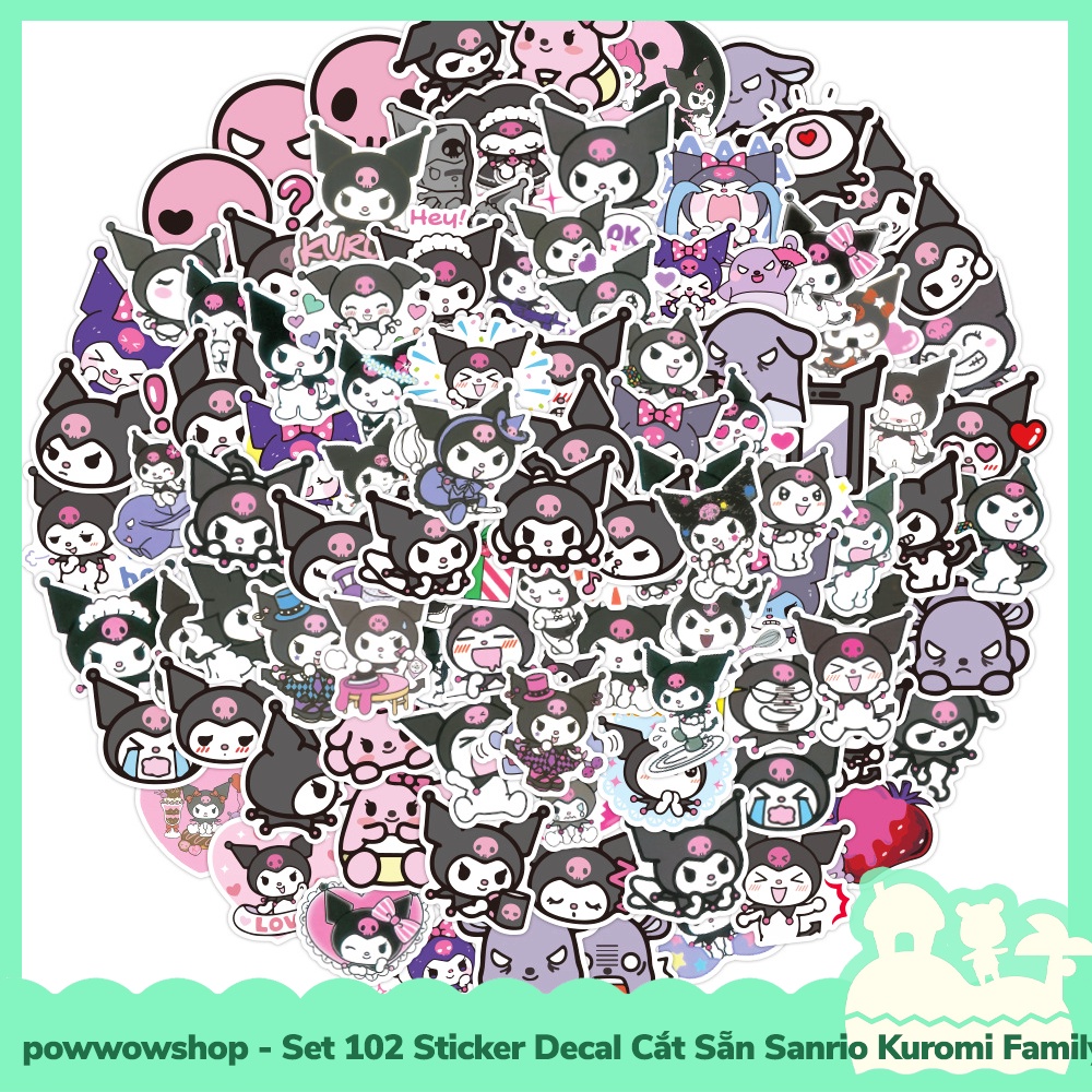 [Sẵn VN - Hỏa Tốc] Set 102 Sticker Mini Decal Dán Trang Trí Vật Dụng Mẫu Nhân Vật Hoạt Hình Sanrio Kuromi Dark Queen