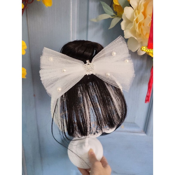 Băng đô nơ lưới vương miệng nhí xinh cho bé