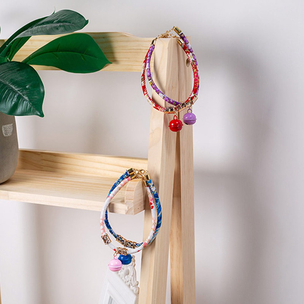 YIYU Vòng Cổ Gắn Chuông Có Thể Điều Chỉnh Nhiều Màu Phong Cách Nhật Bản Cho Mèo Cưng