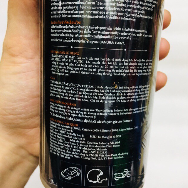 Chai sơn xịt phủ bóng Samurai K1K màu trong 300ml chính hãng - Nhập khẩu Malaysia