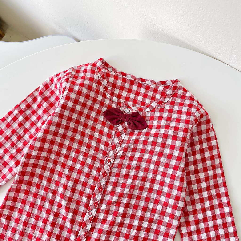 Áo liền quần Sanlutoz họa tiết kẻ sọc thời trang mùa thu cho bé