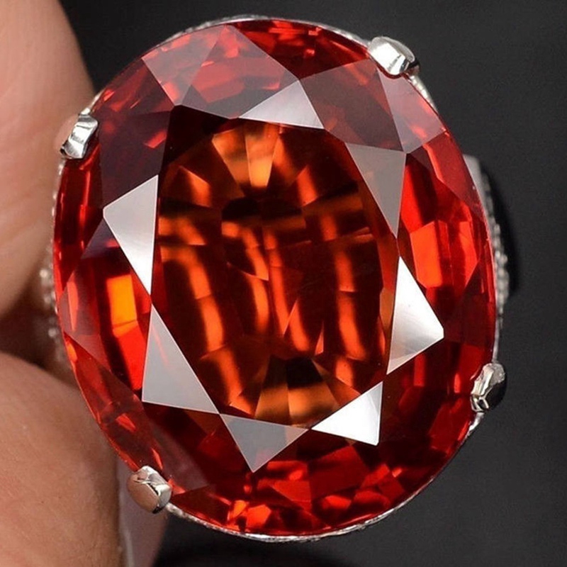 Nhẫn đồng đính đá ruby nhân tạo phong cách cổ điển