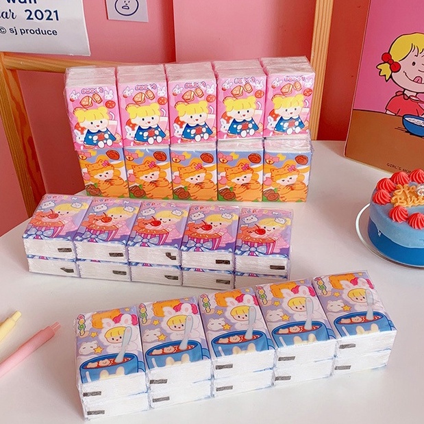 Giấy ăn mini bỏ túi, khăn giấy họa tiết hoạt hình cute