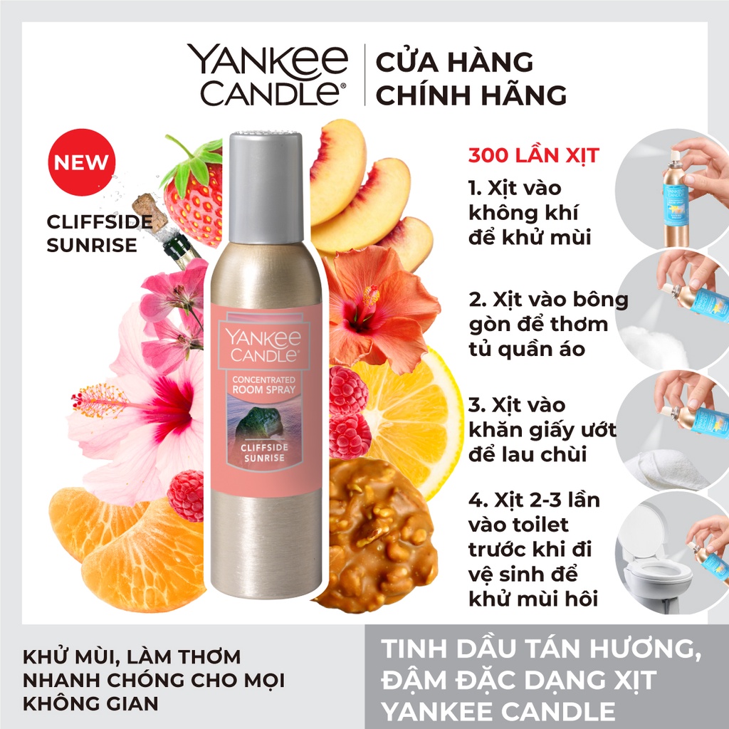 [Mã LIFEM1 giảm 50k đơn 99k] Tinh dầu tán hương đậm đặc dạng xịt Yankee Candle - Cliffside Sunrise (42.5g)