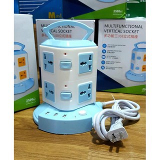 Ổ Cắm Điện 2 Tầng Đa Năng 8 chân cắm điện 3 cổng USB
