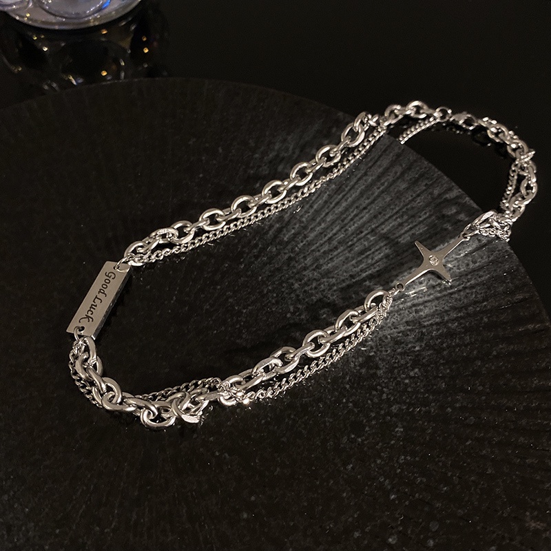 Vòng cổ Thép Titan Mặt Thánh Giá Phong Cách Hip Hop Thời Trang Đường Phố Cá Tính