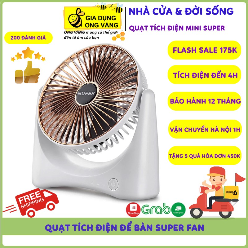 💔Sạc Tích Điện 3H💔 Quạt Để Bàn Sạc Tích Điện Super Fan, 3 Chế Độ Mát, Để Bàn Làm Việc, Ô Tô... Bảo Hành 12 Tháng | WebRaoVat - webraovat.net.vn