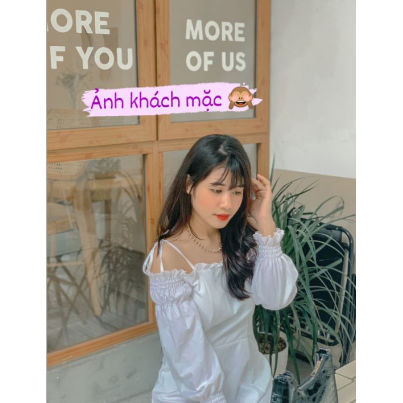 Váy bánh bèo trễ vai 💖 Hot Trend 💖 Đầm bánh bèo trễ vai 2 màu Đen, Trắng chất liệu kate mềm Korean Style Maze House | BigBuy360 - bigbuy360.vn
