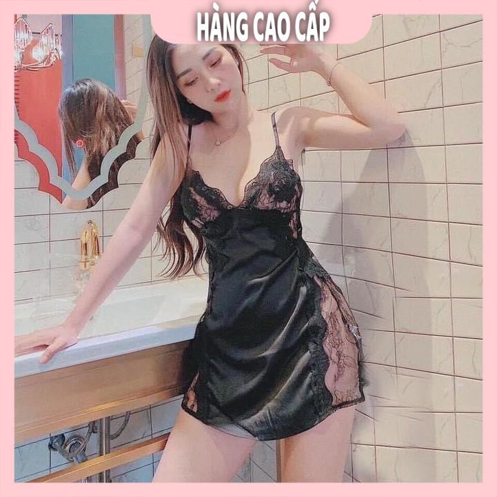 Váy ngủ lụa sexy hai dây phối ren hông gợi cảm (3 màu) | BigBuy360 - bigbuy360.vn