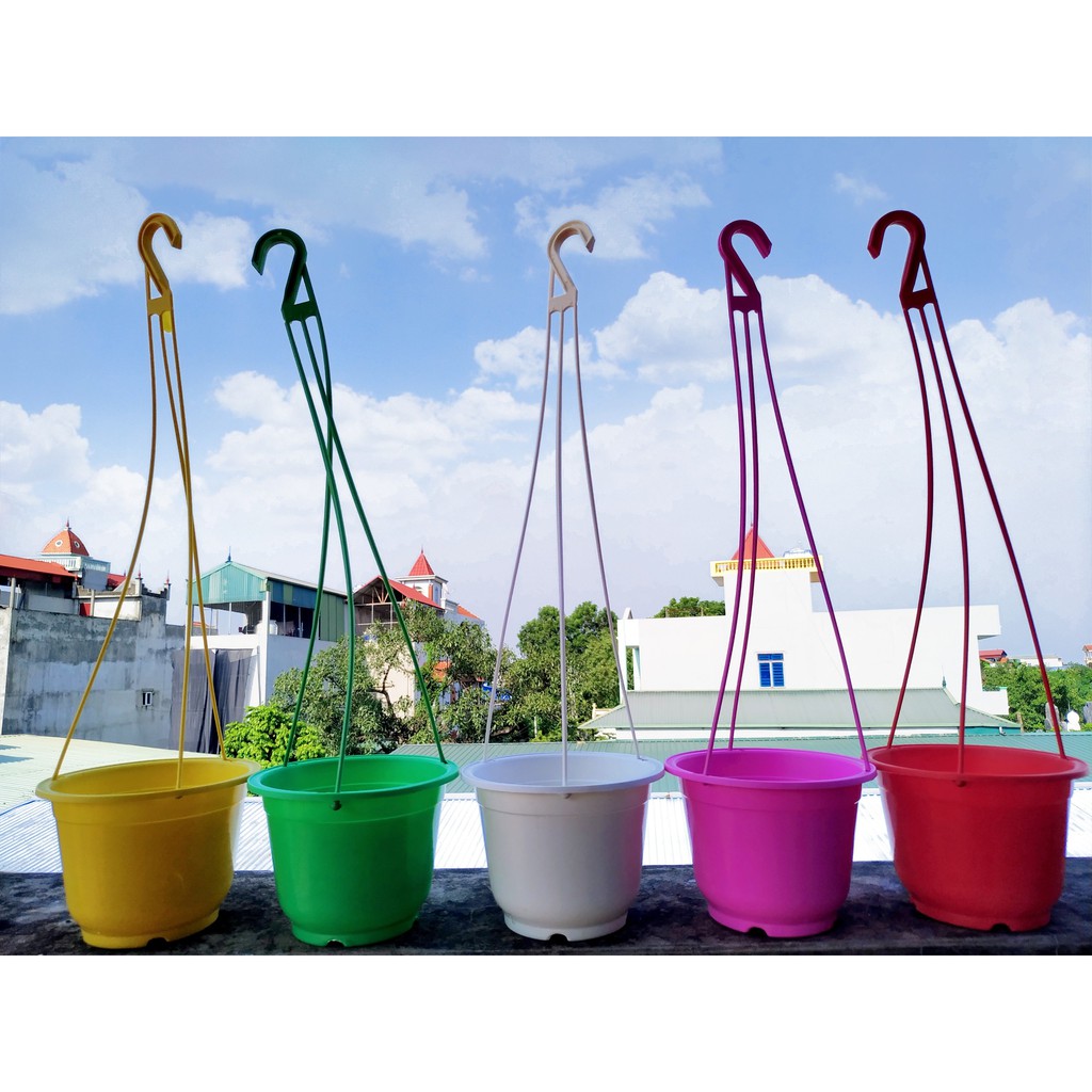 Chậu nhựa treo trồng cây hoa- 10 chậu, chậu nhựa treo TRÒN hàng đẹp đủ màu sắc