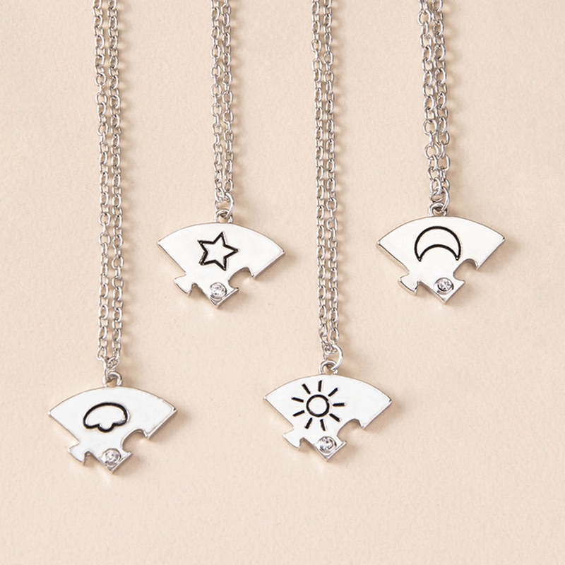 Set 3/4 Vòng cổ mặt mảnh ghép hình vuông khắc chữ Best Friends BFF