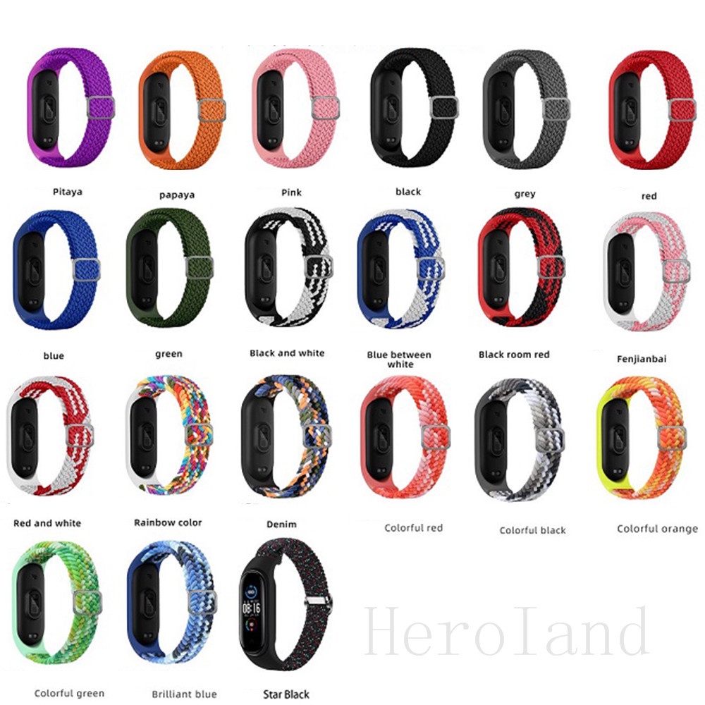 Dây Đeo Đồng Hồ Thông Minh Bằng Nylon Bện Co Giãn Cho Xiaomi mi band 7 6 5 Miband 5 6 7