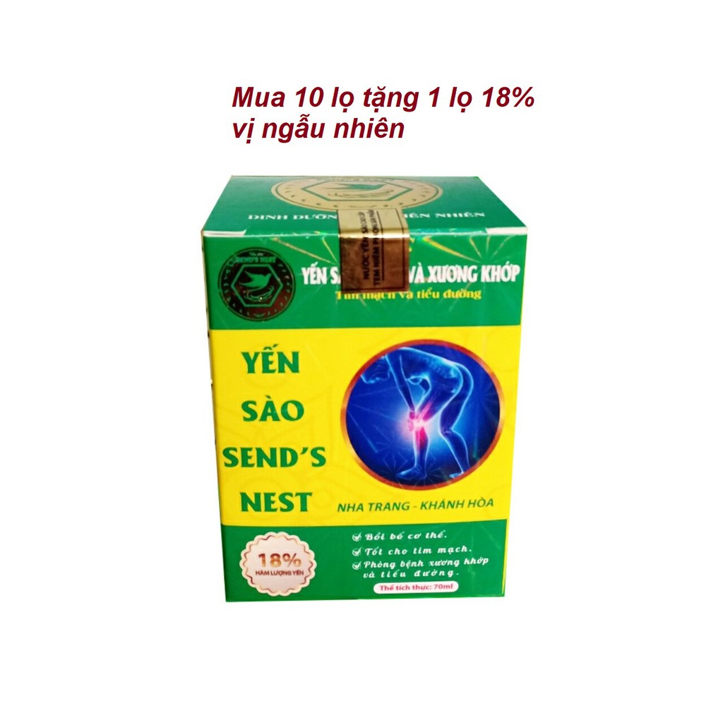 [SALE 3 NGÀY] 1 LỌ YẾN SÀO KIDS SEND'S NEST 18% TỔ YẾN (10 lọ tặng 1 lọ 18% vị ngẫu nhiên)