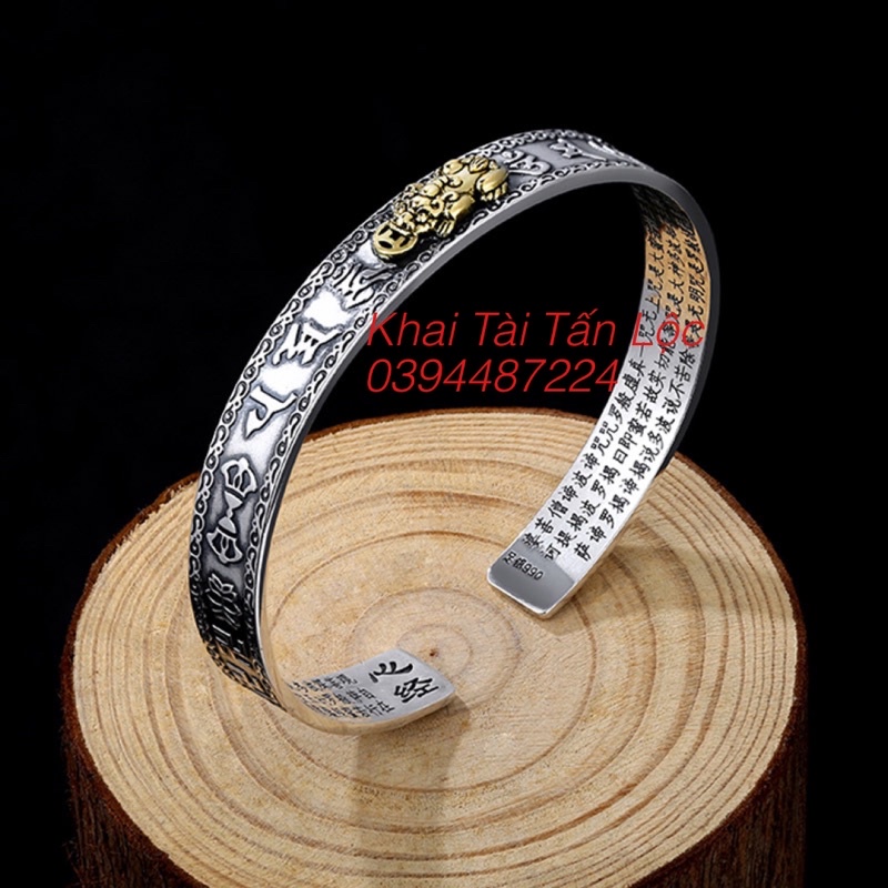 Vòng tay tỳ hưu ôm mani mạ bạc thu hút tài lộc