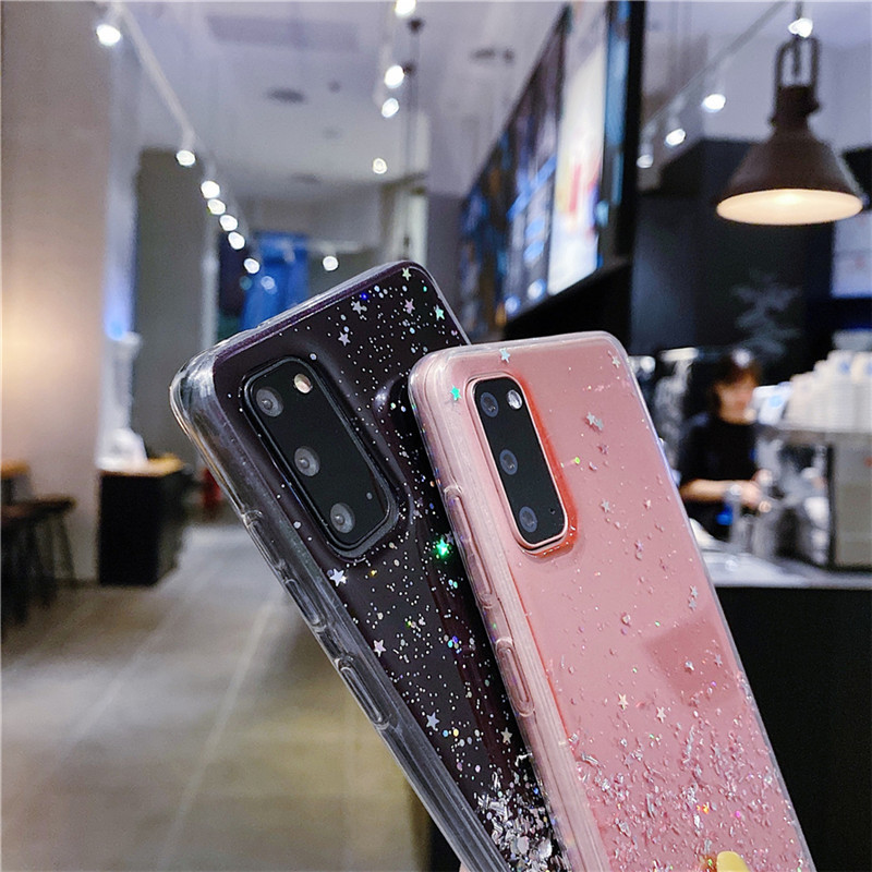 Ốp điện thoại trong suốt kim tuyến lấp lánh thời trang cho Samsung Galaxy S21 Ultra S20 S10 S9 S8 Plus Note 20 10 9 8