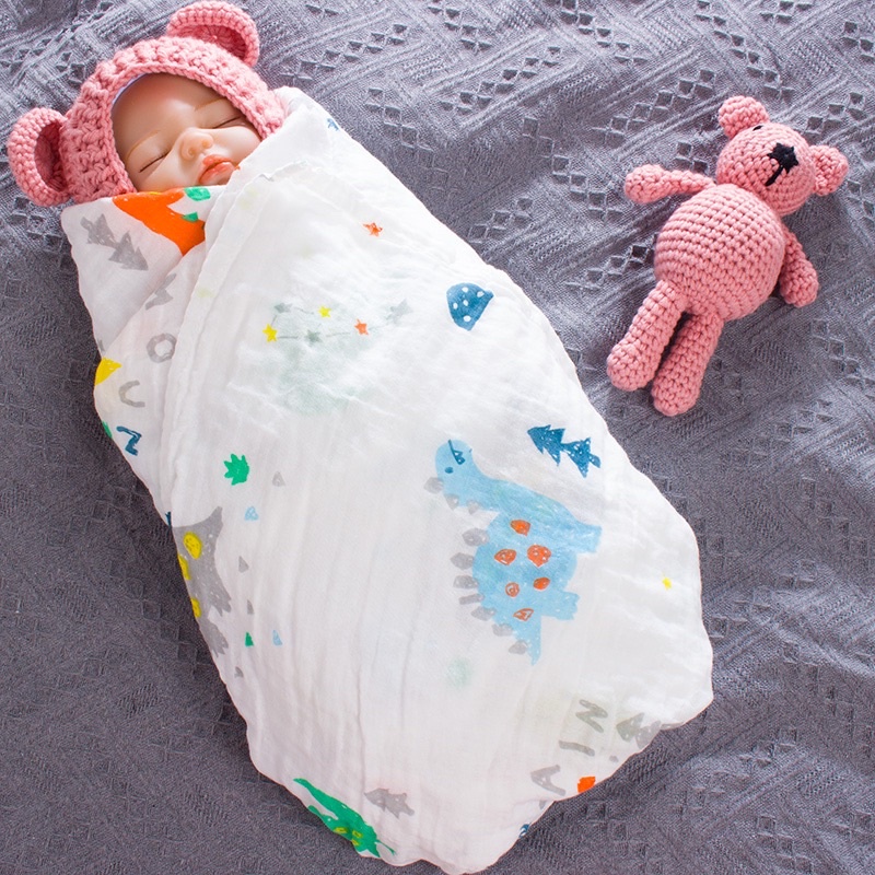 Khăn tắm xô sợi tre Muslin Swaddle kích thước 110cm x 120cm- Khăn quấn sợi tre cho bé sơ sinh