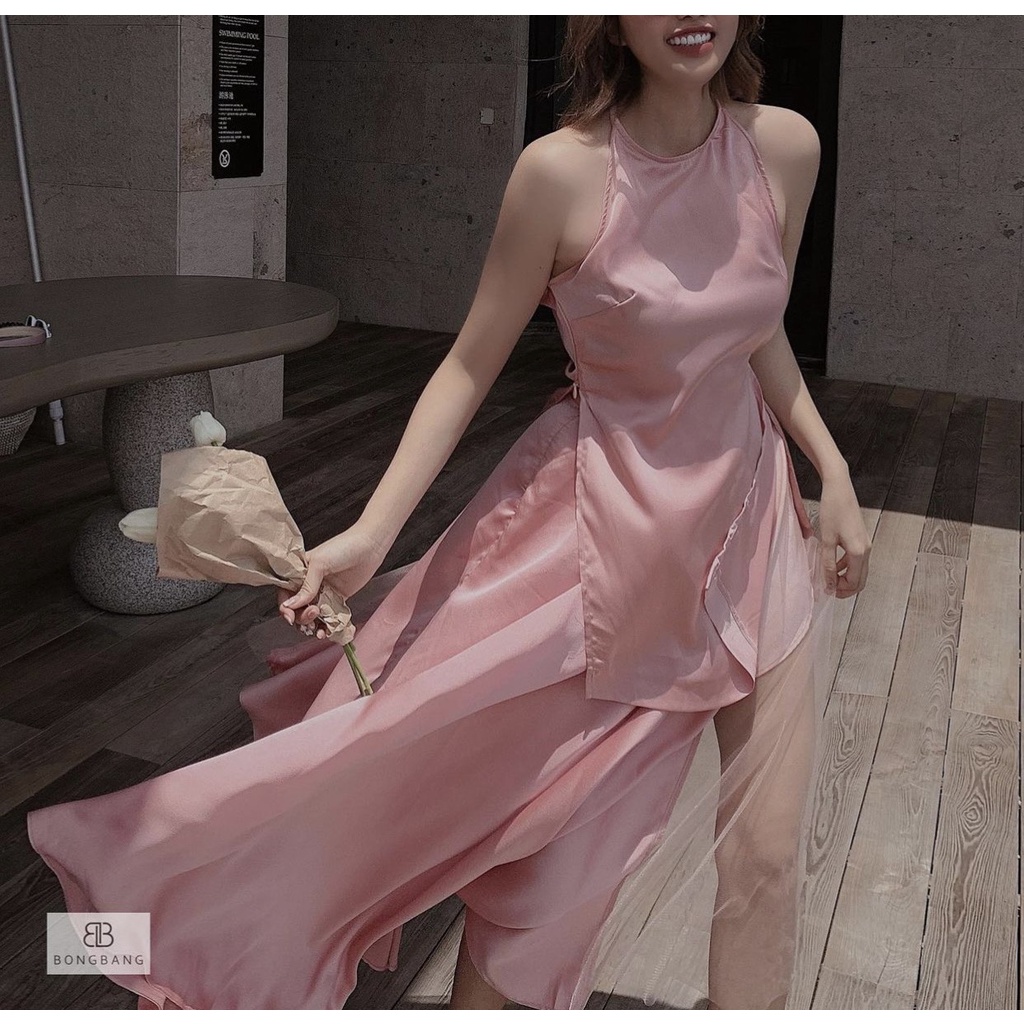 [Freeship] Đầm maxi đi biển Phi Satin Có Sẵn