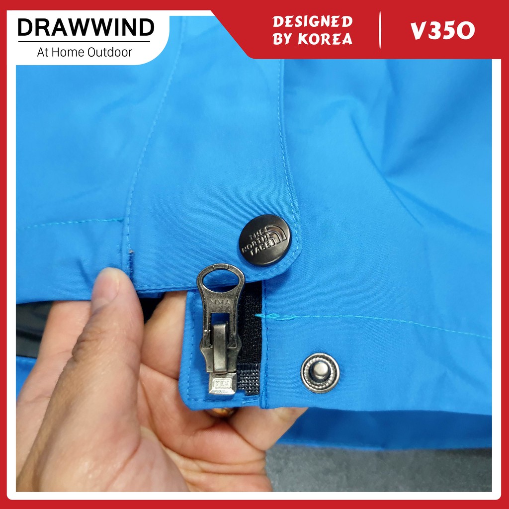 Áo gió 2 lớp nam nữ chống nước màu xanh dương size châu á,khoác dù vải GORE TEX Drawwind V350