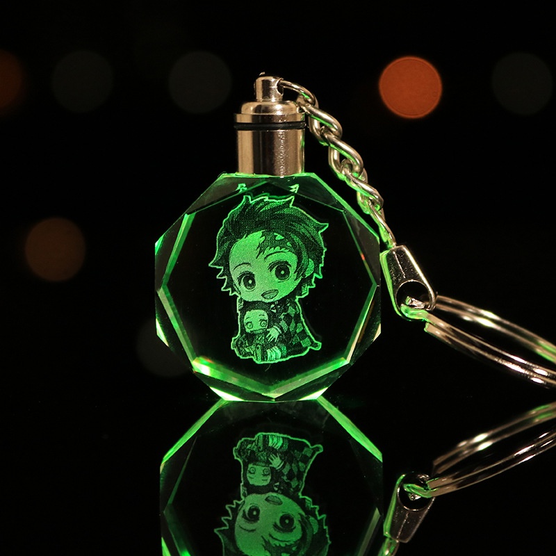Móc khóa có đèn Led pha lê Yaiba Kimetsu Demon Sayler