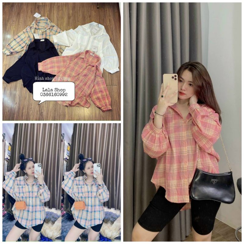 Áo Sơmi Caro Cánh Dơi Oversize Lala Shop