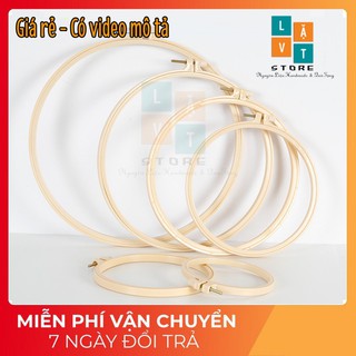 [Handmade] Khung thêu tròn giả tre bằng nhựa chắc chắn để đan, may vá...