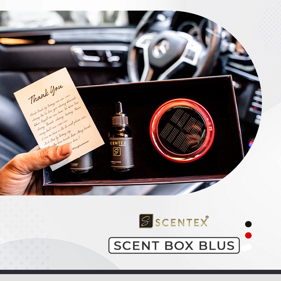 Nước hoa xe hơi cao cấp Scent Box, khử mùi chống say xe, thoải mái tinh thần, tặng kèm tinh dầu, Thương hiệu Scentex