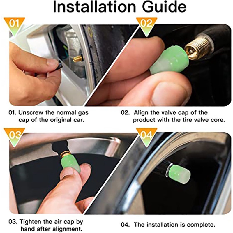 Bộ 4 Nắp Van Bánh Xe Phát Sáng Chống Bụi Thông Dụng