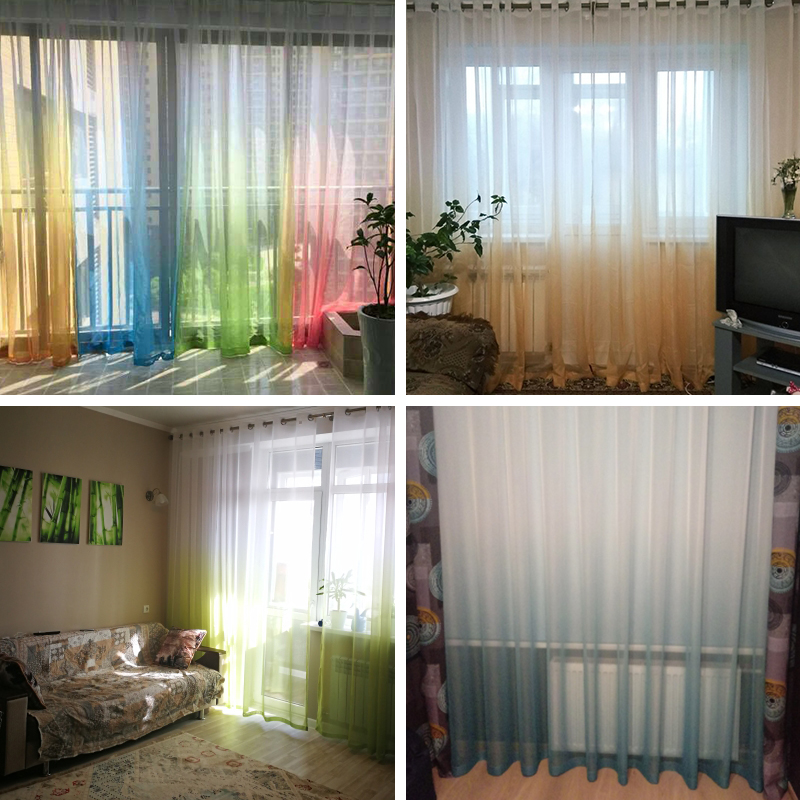 Rèm vải tuyn Gradient Màu tím cho phòng khách Phòng ngủ Màn cửa Organza Voile hiện đại cho nhà bếp