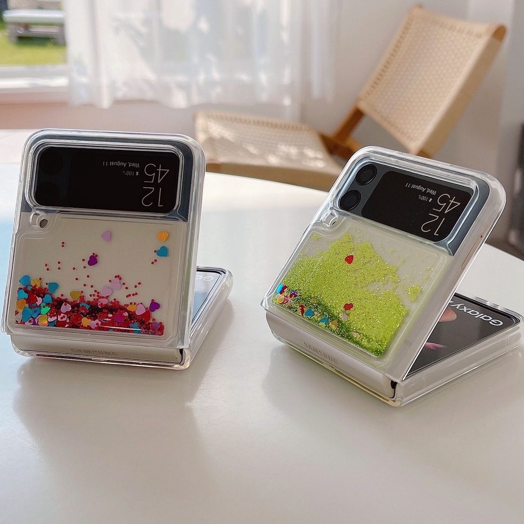 Ốp Điện Thoại Silicon Mềm Trong Suốt Có Nước Kim Tuyến Chống Rơi Cho Samsung Galaxy Zflip 3 Zflip 4