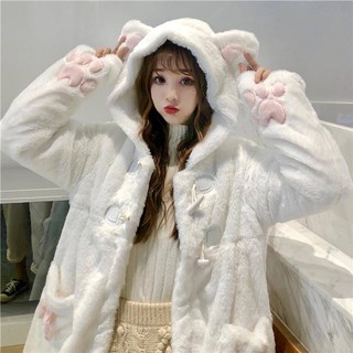 ❤Áo Khoác Lông Có Mũ Tai Mèo Thời Trang Thu Đông Cho Nữ