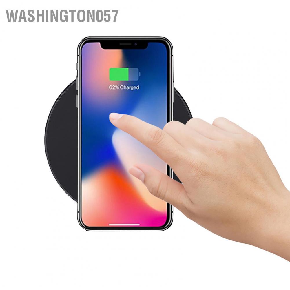 Washington057 10W/7.5W QI Portable Metal Round Wireless Mobile Phone Charging Pad Fast Charger Dock